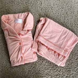 In My Sundays Peach Pink Women's Pajama Set - Soft Long Sleeve Top & Pants